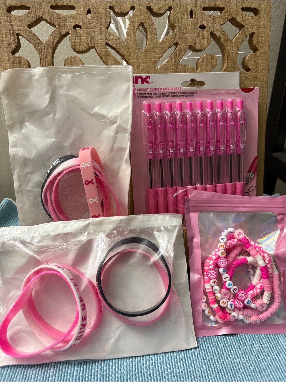 Pink Breast Cancer Awareness Bracelet & Pen Gift Set